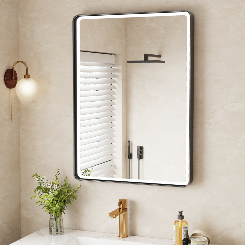 Gold/black/silver Frame Led Bathroom Mirror, 24/30/36/48 Inch Vanity Mirror, Lighted Wall Mounted Mirror, Anti-fog, Dimmable , 3 Colors Frontlit (horizontal/vertical)