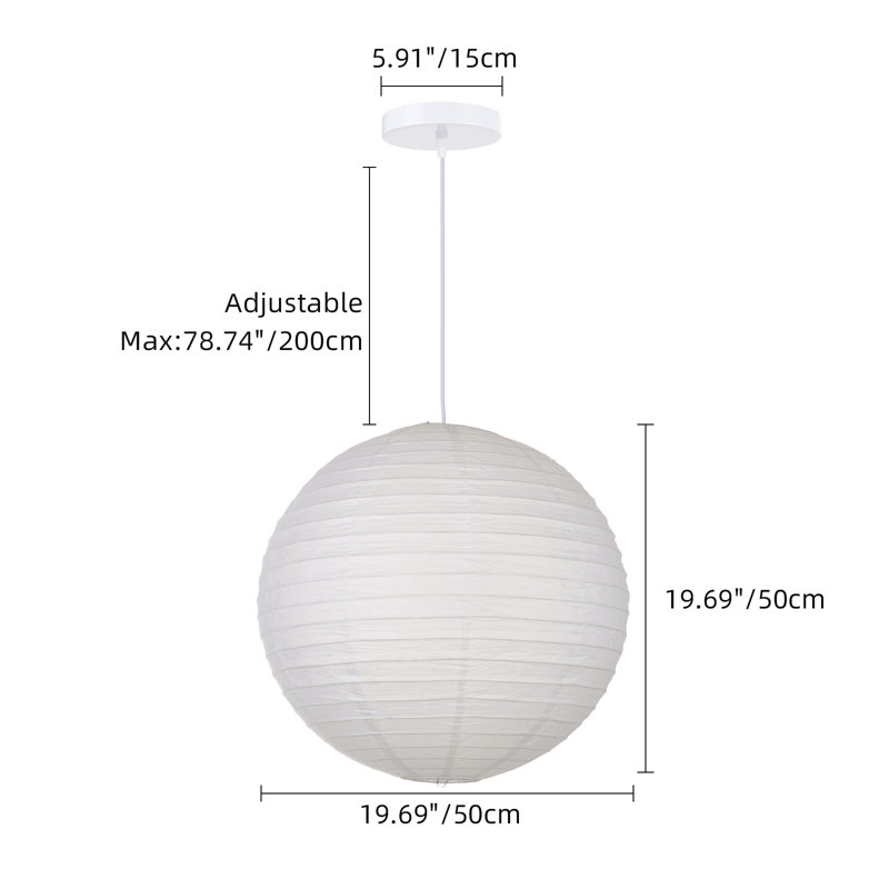 Ameira 1 - Light Sphere Pendant, 98.43cm H x 19.69cm W x 19.69cm D
