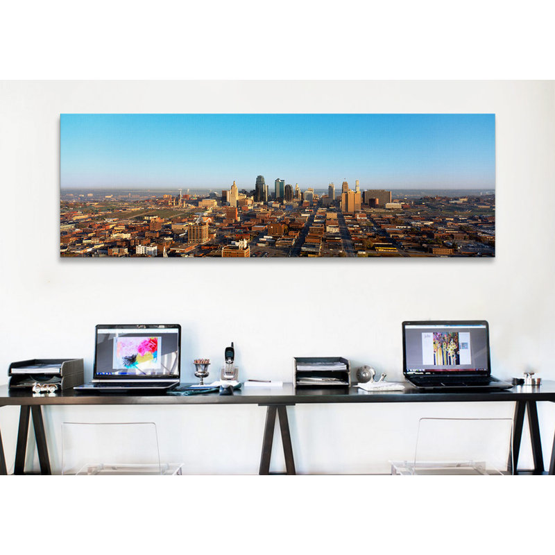 "Vue panoramique d'un paysage urbain", Kansas City, Missouri, reproduction de photo sur toile, H 24 po x l 72 po x P 1,5 po