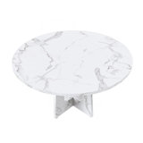 47.24" Round Dining Table for 4 - Farmhouse MDF Table with Marble White Finish, 300lb Capacity, Easy Assembly for Kitchen/Dining Room - Modern Spiced Table