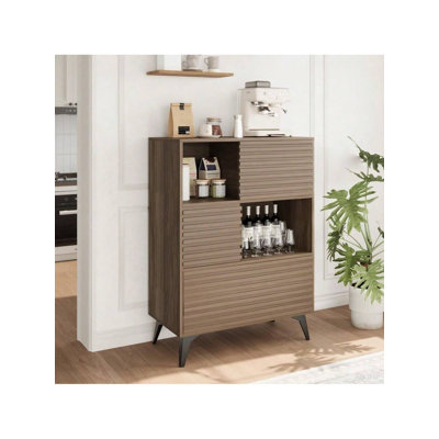3-Tier Wooden Storage Cabinet – Sturdy Particle Board Organizer With Adjustable Shelves Multi-Purpose Bookshelf For Living Room Bedroom Office and Entryway