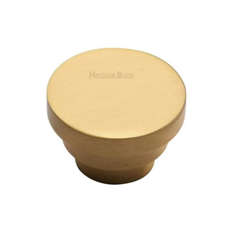 Heritage Brass Heritage Cabinet Knob Round Stepped Design, 3.2cm, Satin Brass