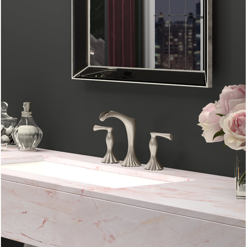 Rhen Widespread Bathroom Faucet with Drain Assembly, Brushed Nickel