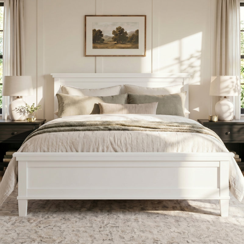 Mason Mid-Century Modern Solid Wood Platform King Bed with Slat Support