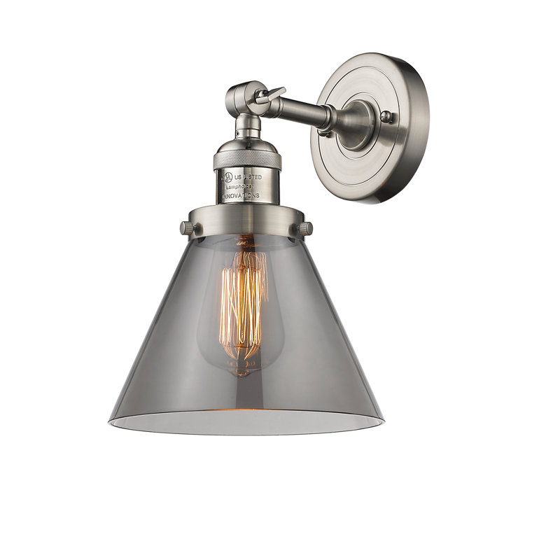 Milazzo Glass Semi Flush Mount, Smoked, Brushed Satin Nickel, 13.5" H x 7.75" W x 7.75" D