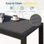 43" All-Weather Aluminum Patio Coffee Table/ Modern Black Rectangle Outdoor Table