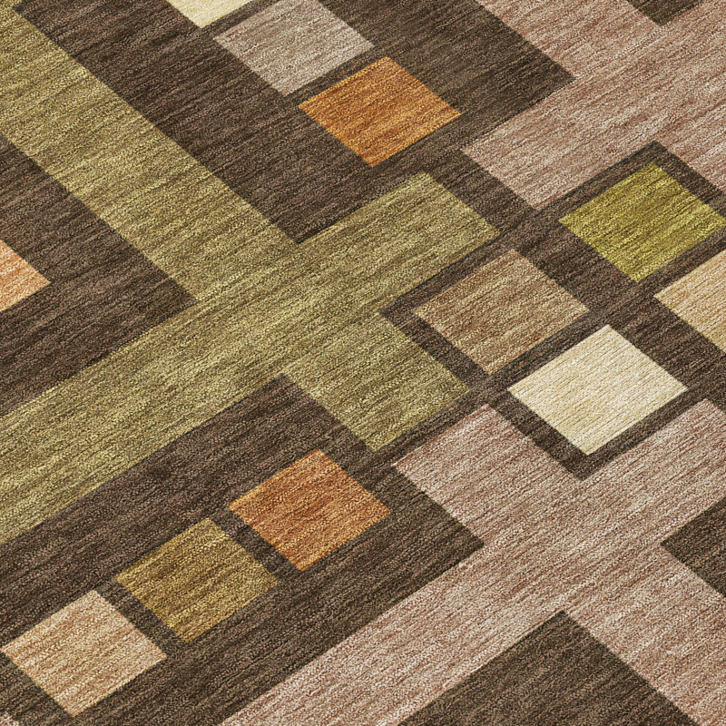 Machine Washable Indoor/Outdoor Chantille ACN2889 Geometric Rug, 3' x 5', Chocolate