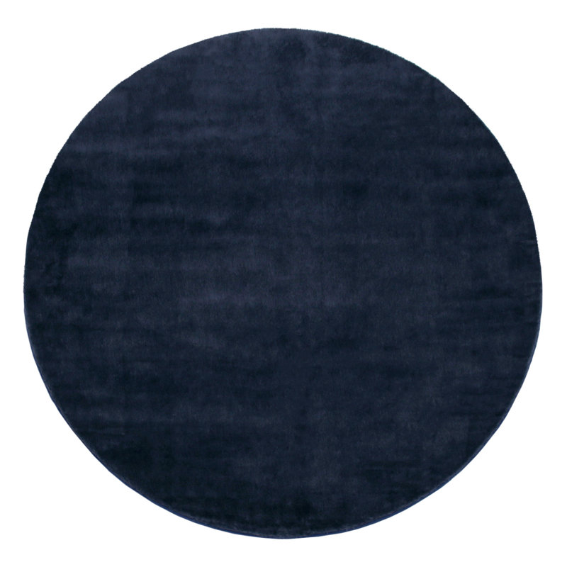 Tapis doux, doux, à poils courts, antidérapant, de couleur unie, lavable, Rond 6 pi 7 po, Marine