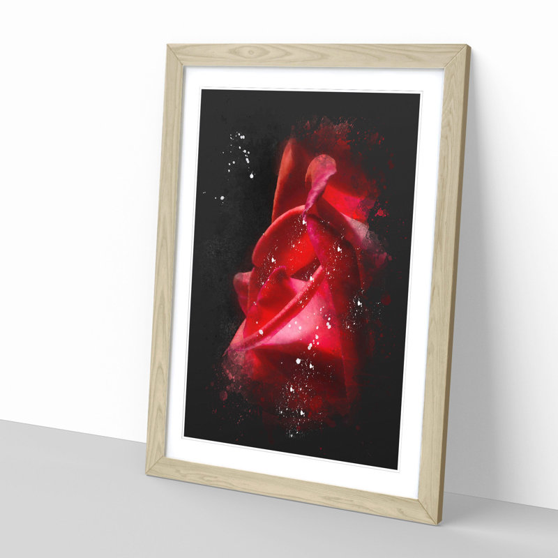 Petals of a Red Rose - Picture Frame Graphic Art Print, 63cm H x 45cm W x 2cm D, Oak Framed