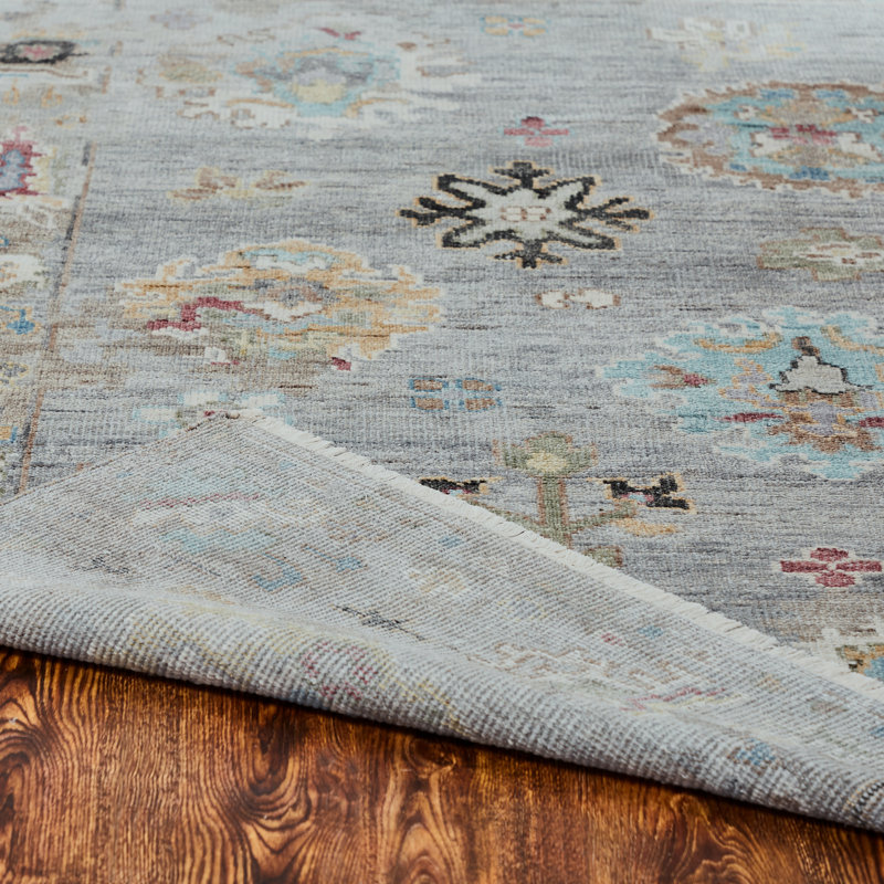 Francessca Hand Knotted Oriental Area Rug in Gray, Rectangle 12' x 15'