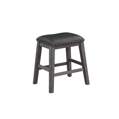 Ashwick 24.5" Farmhouse Counter Height Dining Stool with Footrest · Nailhead Upholstered Seat