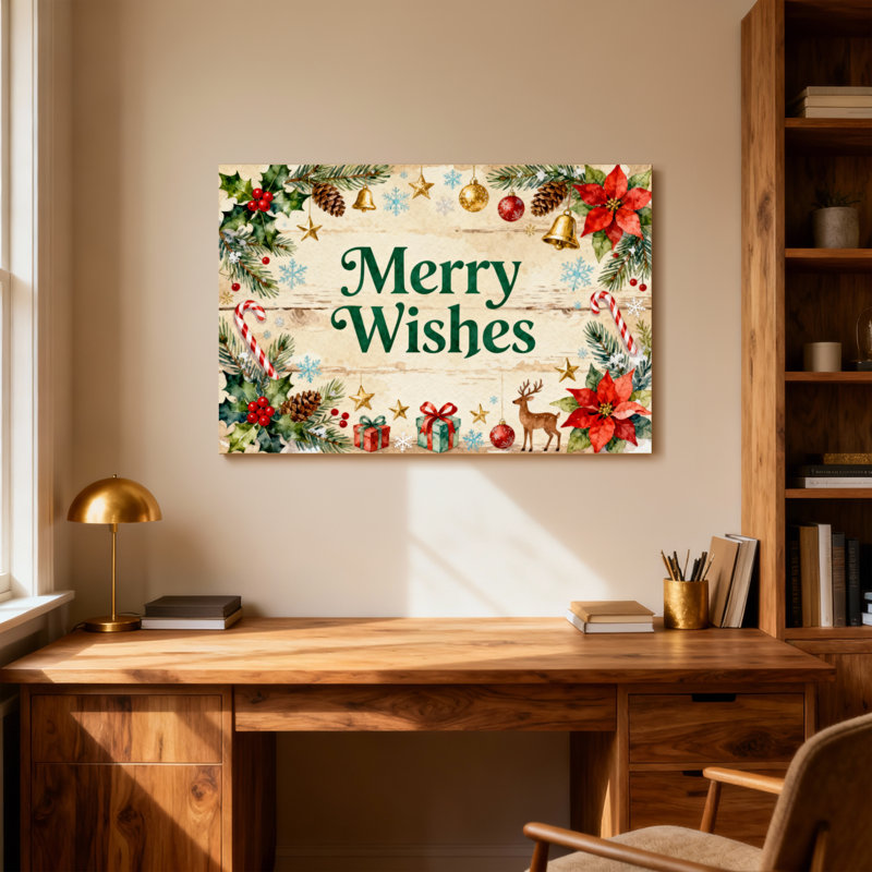 Motif décoratif de Noël «Merry Wishes», H 16 po x l 24 po