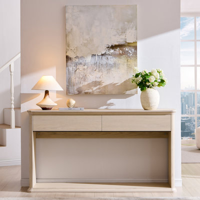 Console de 160 cm avec 2 tiroirs, idéale pour l'entrée, le salon, le corridor ou le hall d'entrée, ou à placer derrière un canapé.