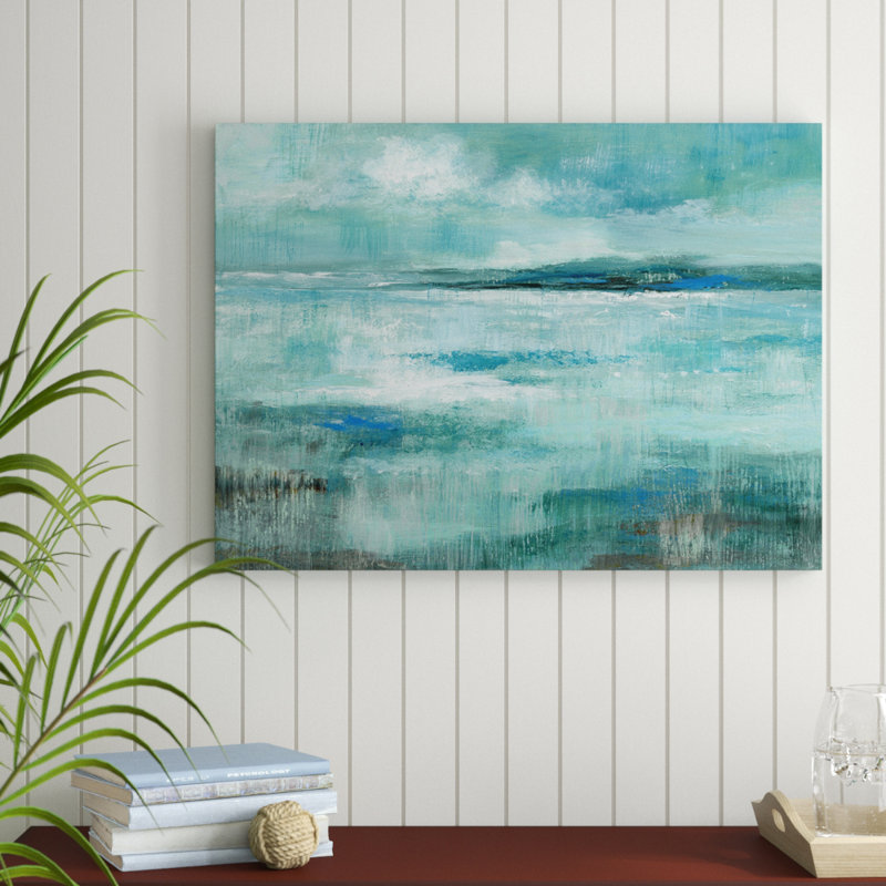 Vue de l'île - reproduction sur toile, Cadre argenté, H 24 po x l 32 po x P 1,5 po