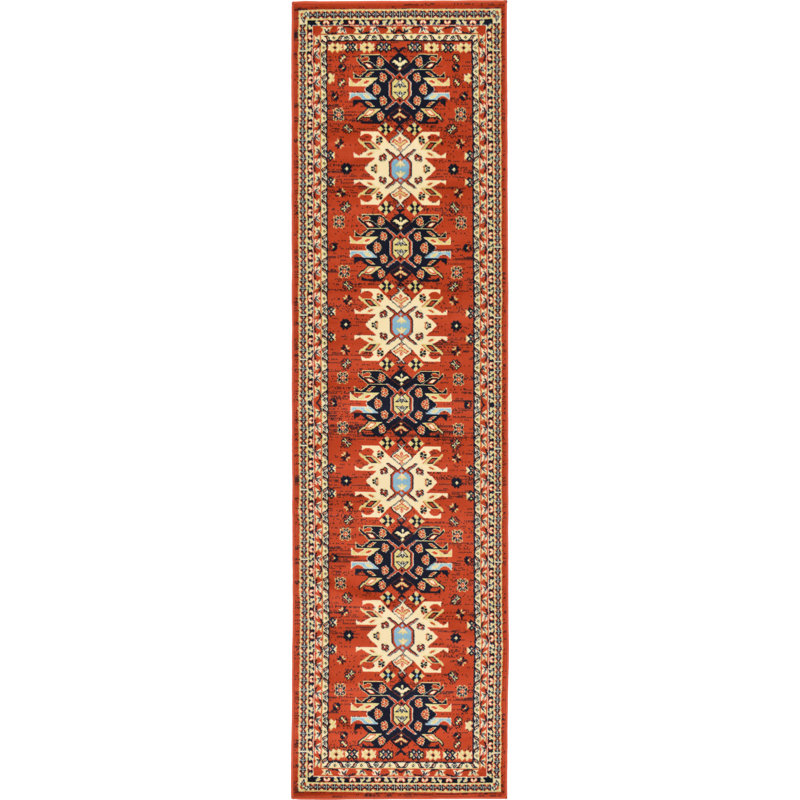 Tapis oriental en terre cuite Eesi, Tapis de couloir 3 pi x 16 pi 5 po