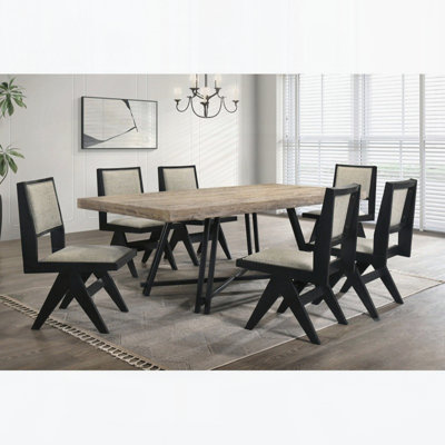 Chaise de salle à manger contemporaine en bois rembourrée (ensemble de 2)