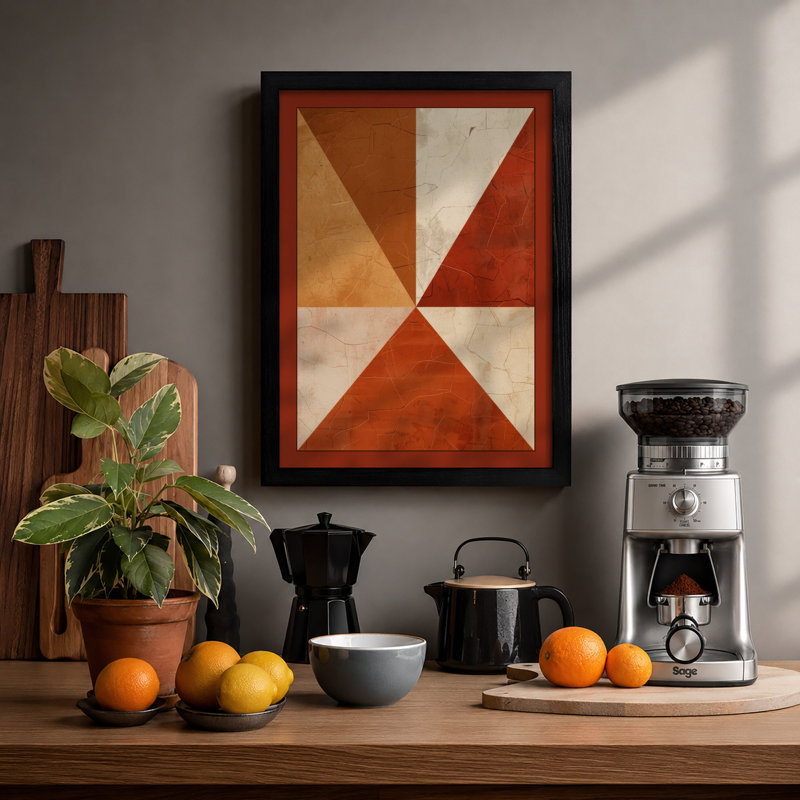 Pinwheel in Rust Geometric - Framed Print, A1 - 84.1 x 59.4 cm, Black