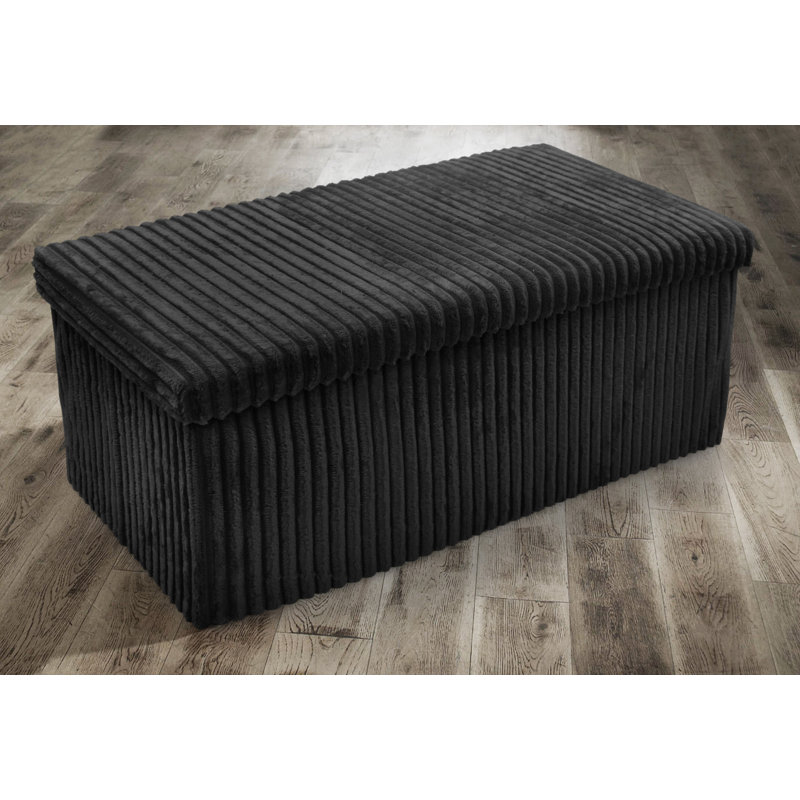 38 CORDUROY STORAGE BOX, 38cm H x 76cm W x 7cm D, Black