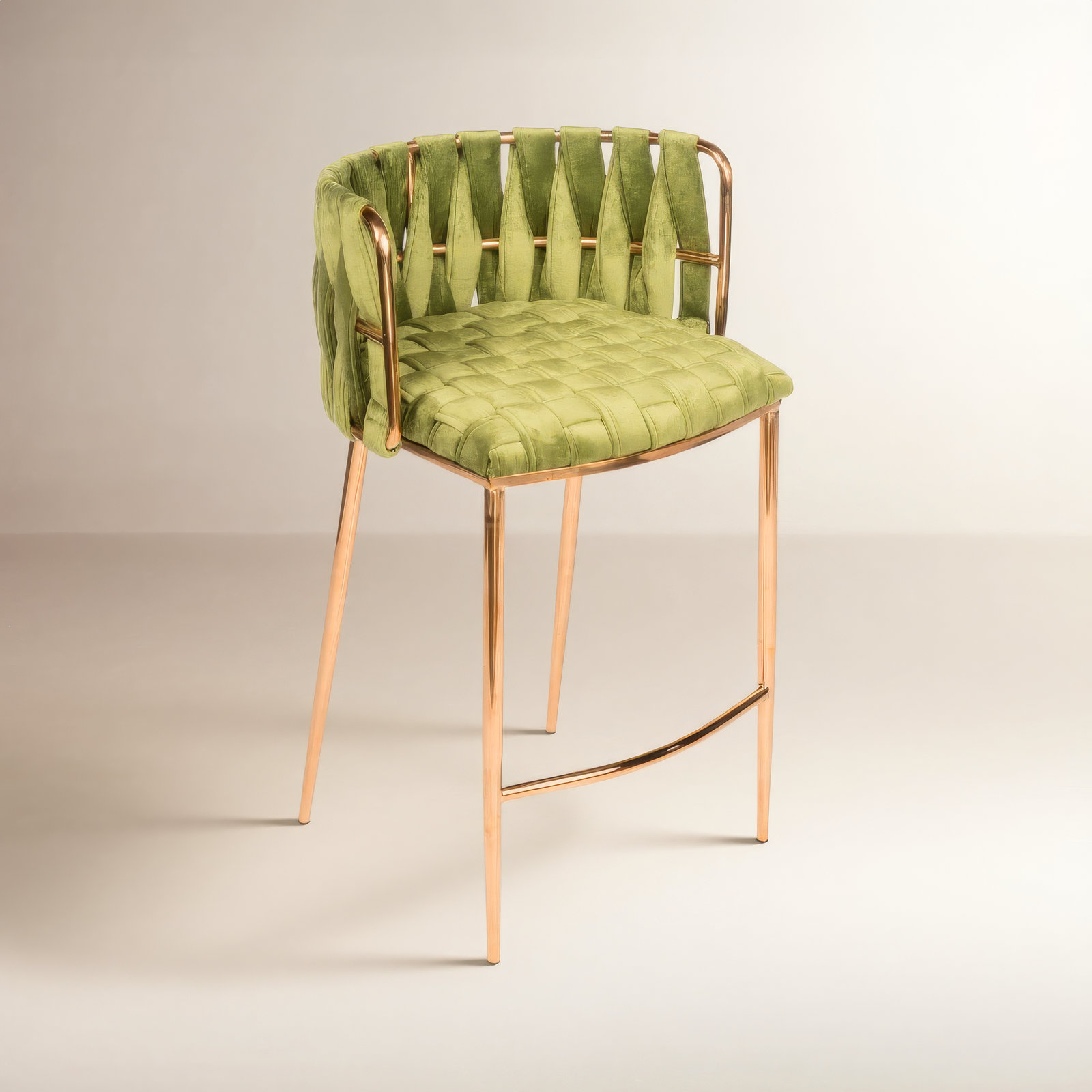 Tyrone 27" Bar Stool, Green, Gold