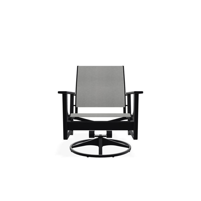 Wexler Outdoor Swivel Lounge Chair, Alloy Sunbrella®, Black