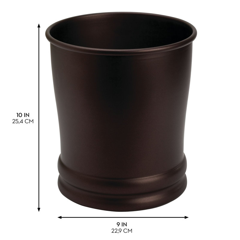 iDesign Set of 2 Steel Round Bathroom Trash Cans - Bronze
