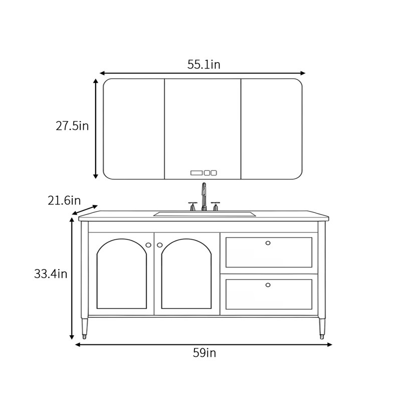 Armbruster, 33.4" H x 59" W x 21.6" D