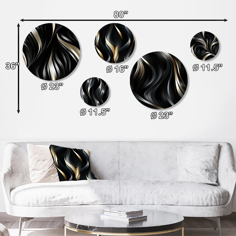 Connall - ensemble d'art mural rond abstrait glamour de 5