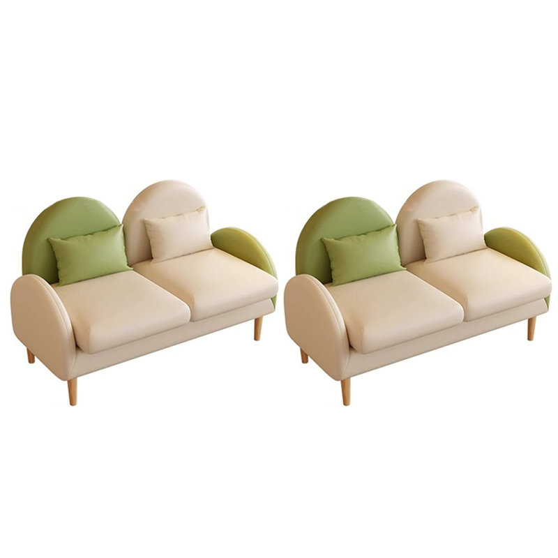 Ensemble de 2 bancs de rangement en cuir artificiel, Crème/Vert