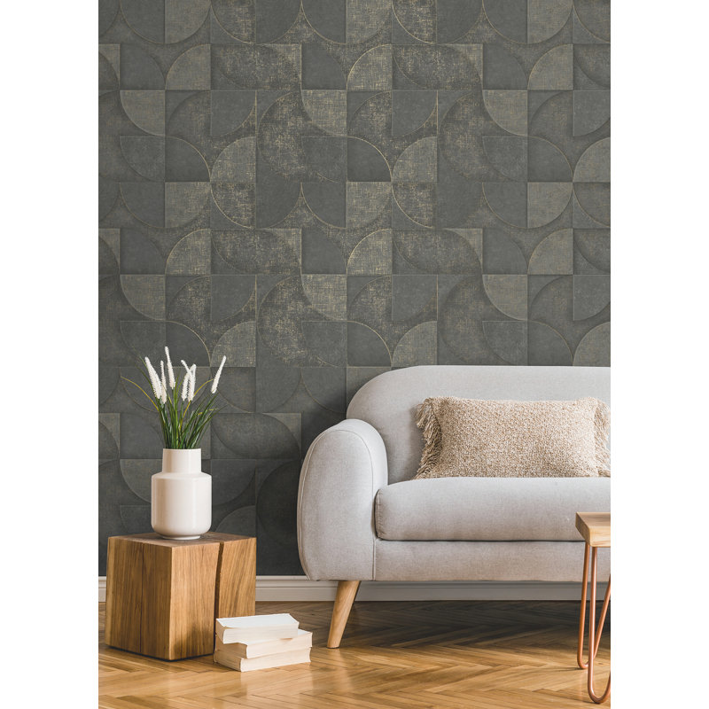 Rouleau de papier peint L 33 pi x l 20,5 po Kishauna, Gris anthracite