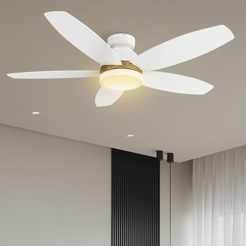Ventilateur de plafond 48 po avec télécommande et éclairage intelligent 48 po, Blanc