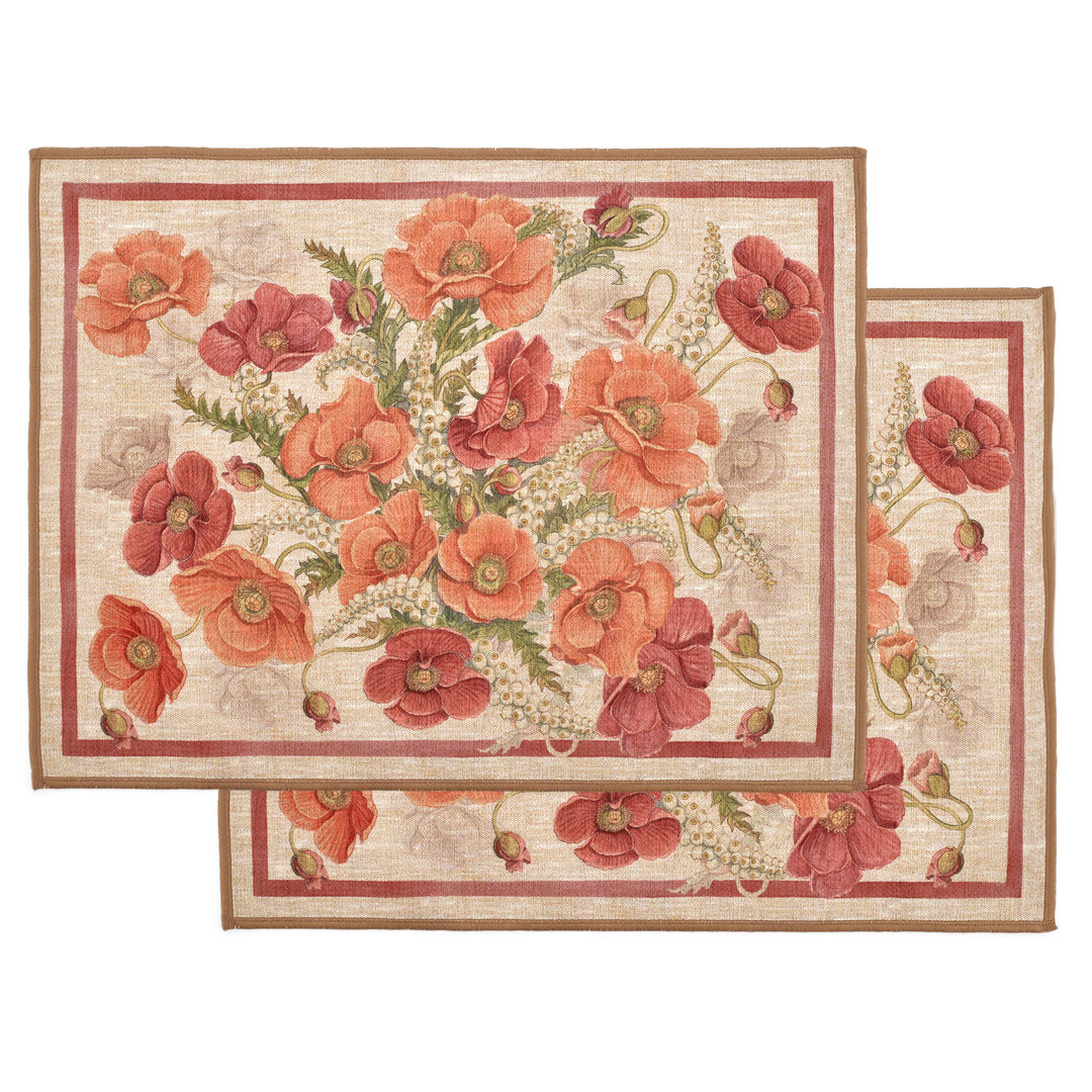 Fernisky Polyester Floral Rectangle Platzdeckchen