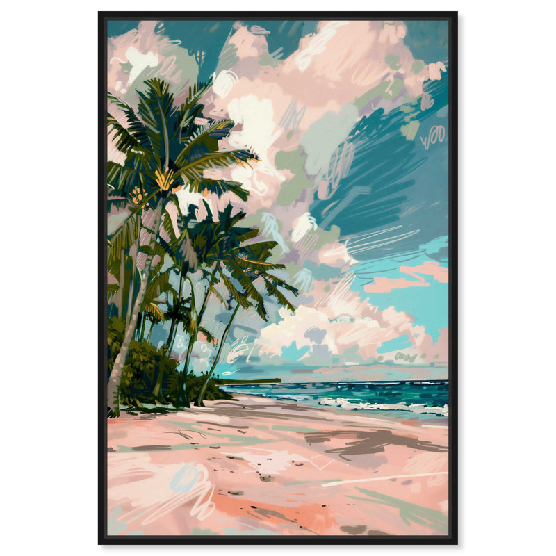 Art Remedy, paumes sous le soleil, cadre côtier coloré 57714, Cadre noir, H 37 po x l 25 po