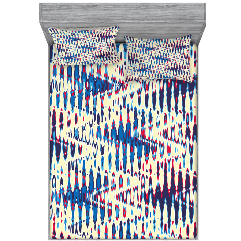 Microfiber Chevron Fitted Sheet, Queen Fitted Sheet with 2 Pillowcases