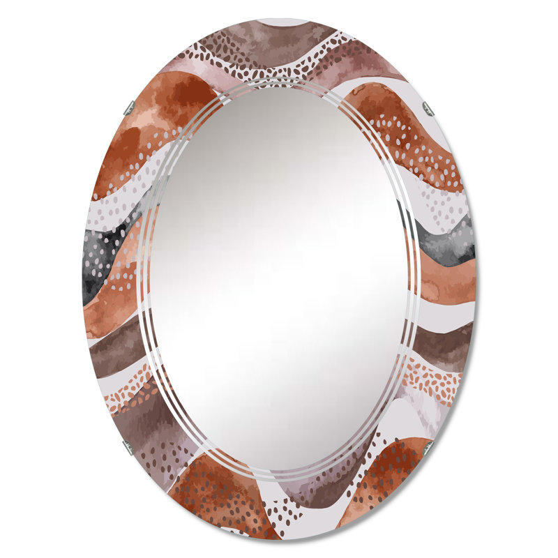 Motif ondulé de style géo naturel - Miroir mural moderne, 30 po x 20 po