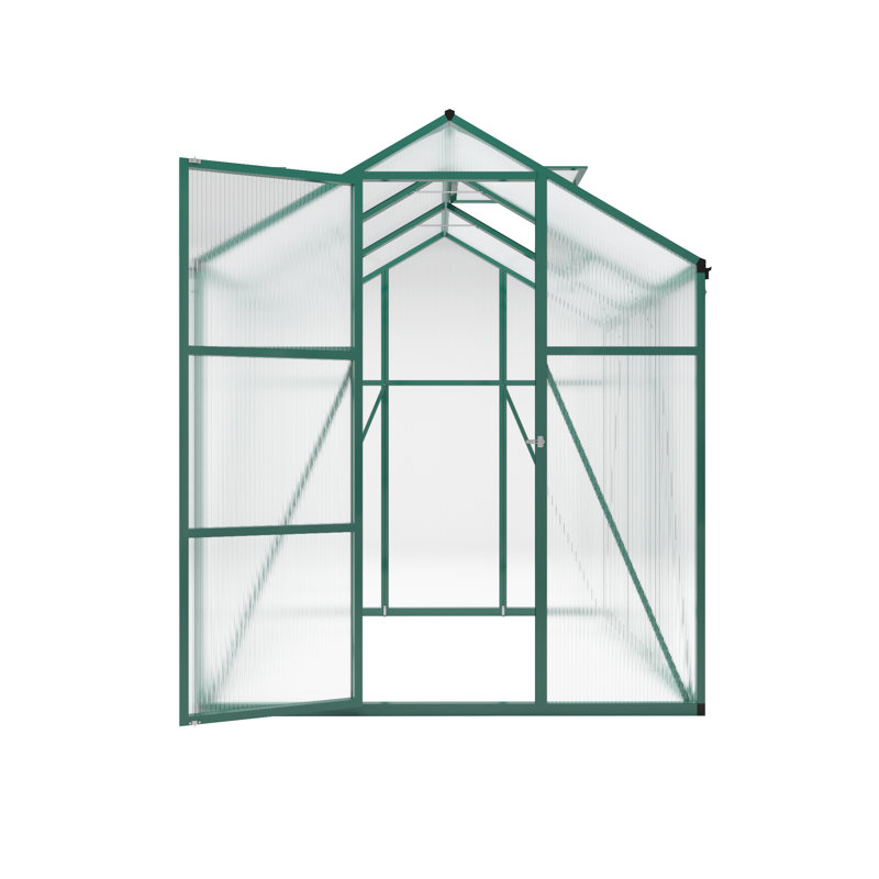 Newly Marketed Gain Height Windproofaluminum Greenhouse 6X6 FT Polycarbonate Greenhouse Raised Base And Anchor Aluminum Heavy Duty Walk-In Greenhouses For Outdoor Backyard In All Season