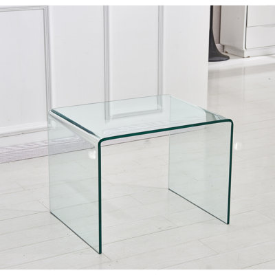 Élégante table de bout en verre trempé transparent pour les espaces modernes