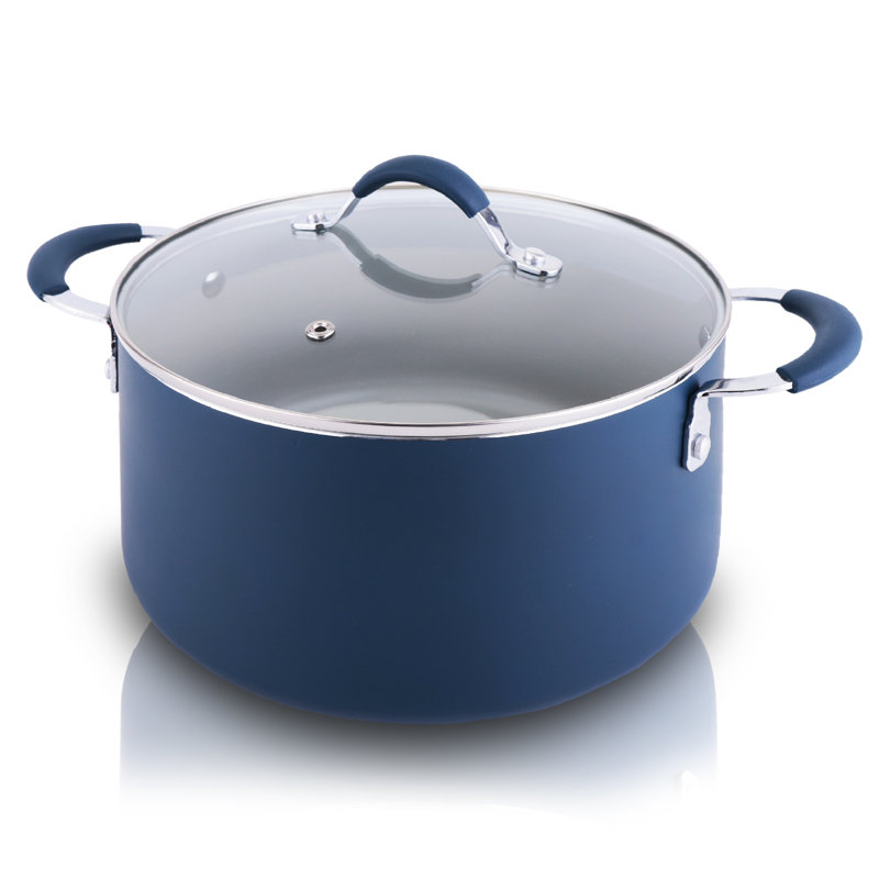 NutriChef 5 pte Ensemble de casseroles antiadhésives en aluminium avec couvercle, Bleu