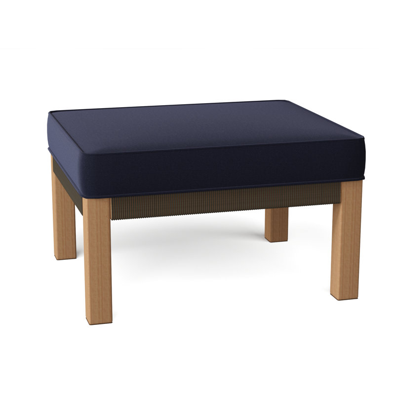 Hudson Outdoor Ottoman, Hudson Charcoal Lace, Canvas Navy Sunbrella® Canvas