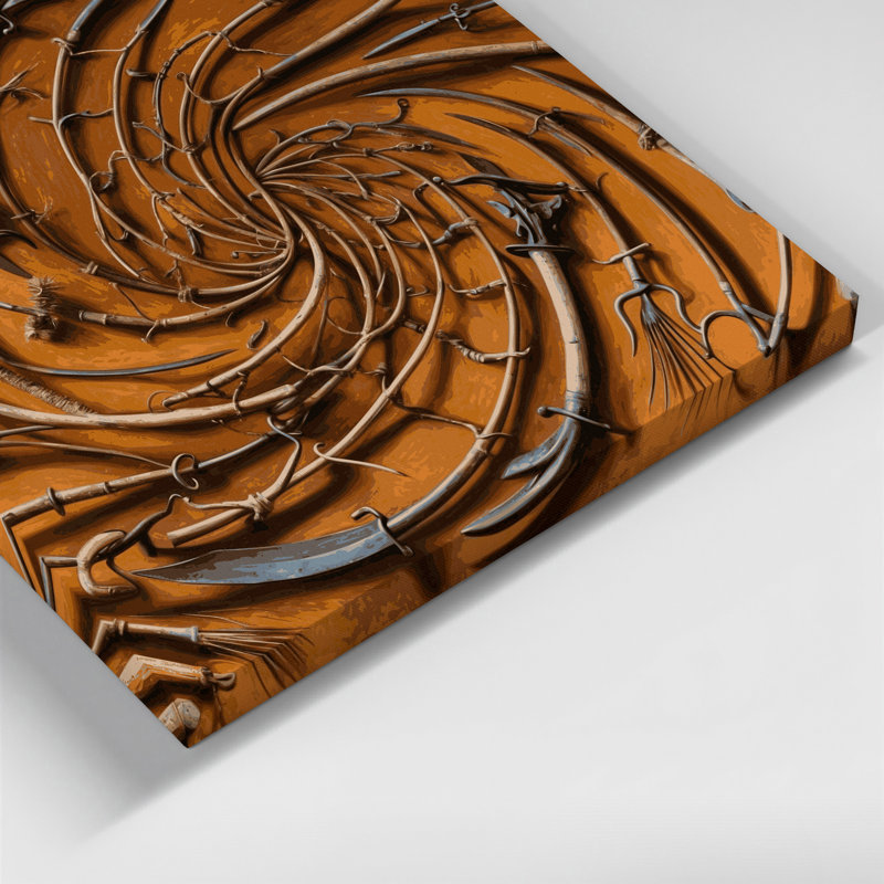 «Thanksgiving Antique Harvest outils», art mural sur toile brune, H 8 po x l 8 po
