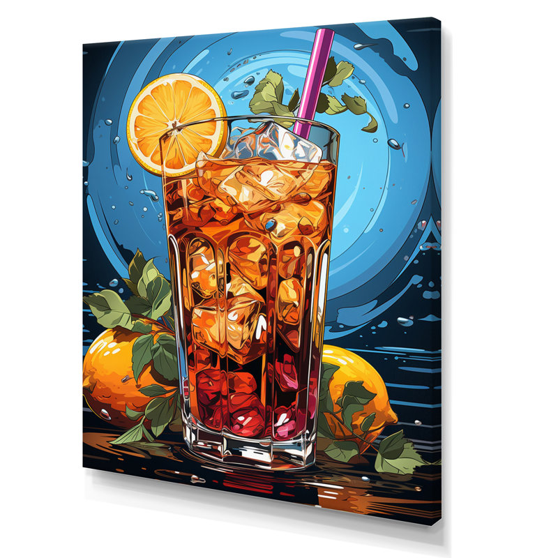 Spiritueux boisson III - décoration murale cocktails, H 32 po x l 16 po x P 1 po, Toile tendue