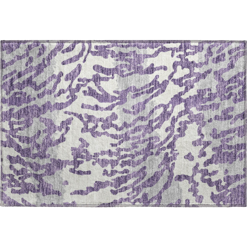 Premium Machine Washable Prisco Purple Rug, Rectangle 1'8" x 2'6"