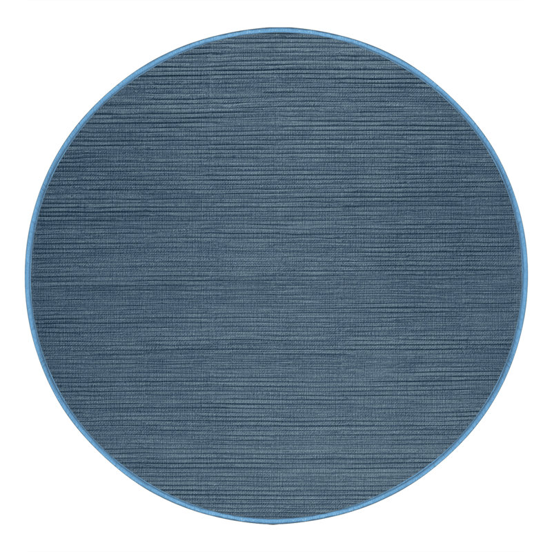 Machine Washable Solid Blue Area Rug, Round 3'