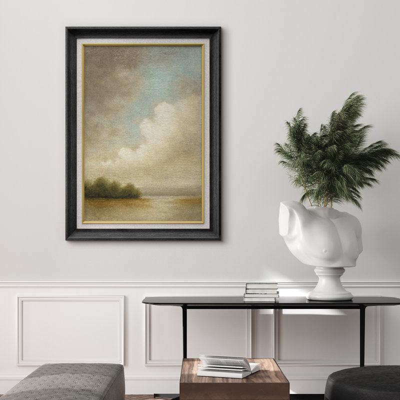 Œuvre encadrée de qualité supérieure - impression de paysage rétro pour décor de salon - 26 po x 36 po, Noir