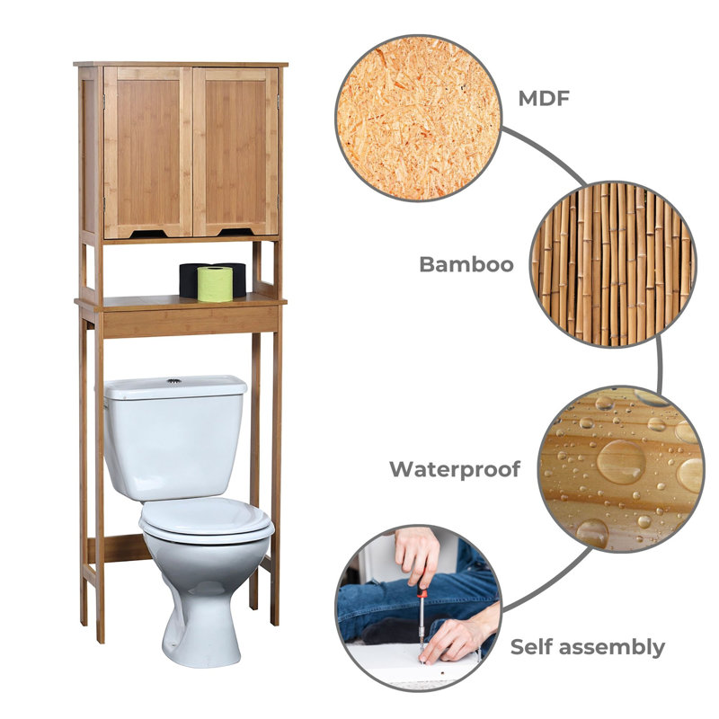 Mahe Bamboo Over-the-Toilet Storage Cabinet with Doors