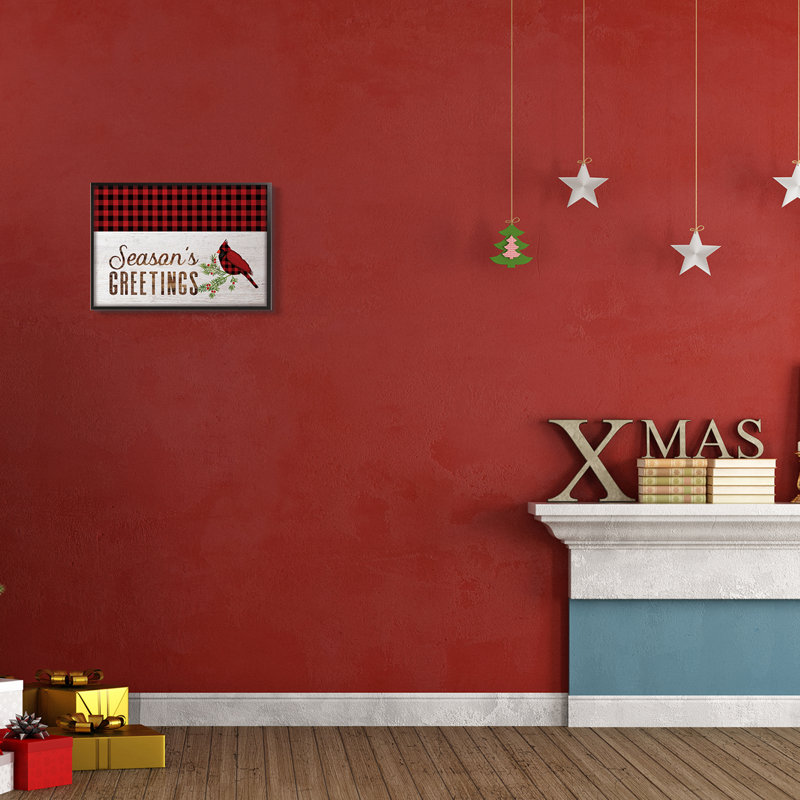 Seasonal Greetings Expression Cardinal rouge, Giclée encadrée noir minuit, H 11 po x l 14 po
