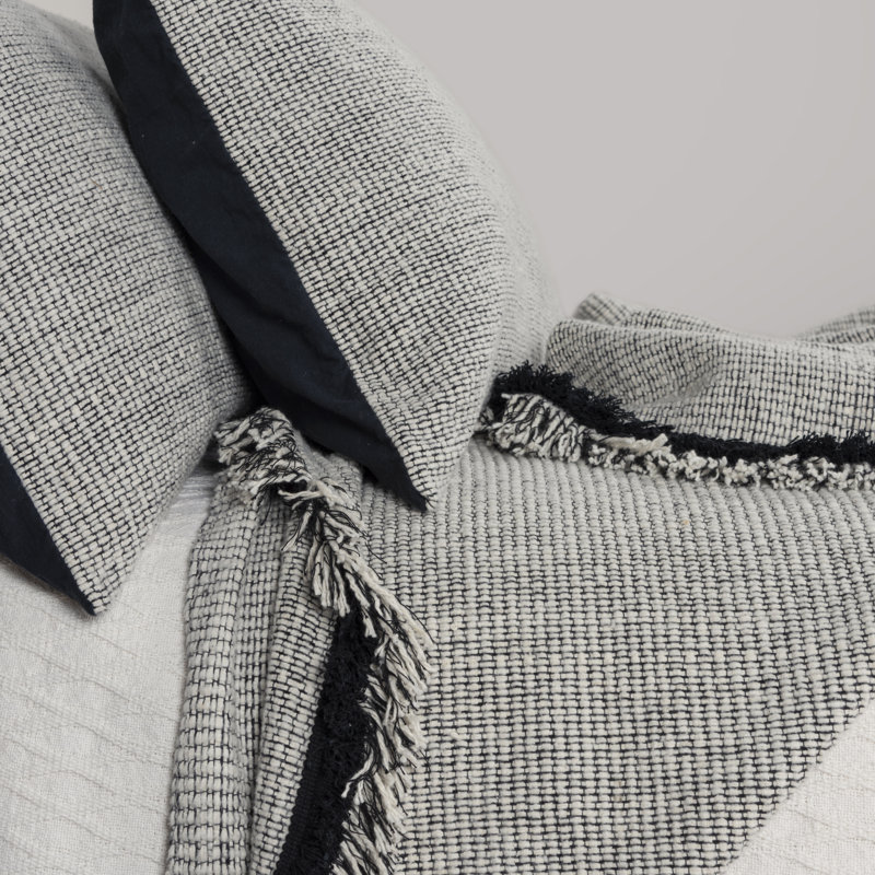 Eastover Hand Woven Blanket, Black/Natural