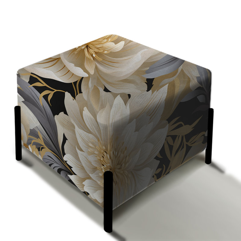 Beige tranquillité pivoines avec motif floral I - repose-pieds carré floral