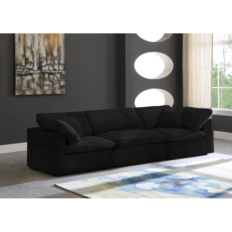 Millersburg 119'' Velvet Sofa, Black Velvet