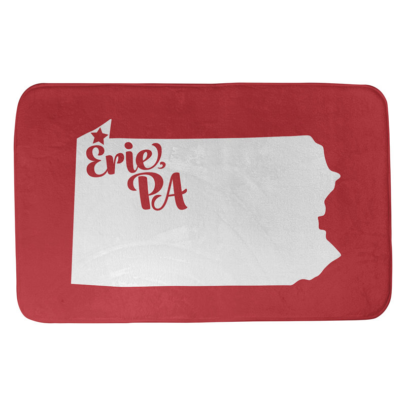 Memory Foam Non-Slip Bath Rug, 21" W x 34" L, Blue, Erie Pennsylvania