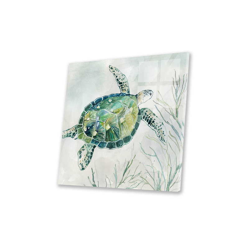 " Seaglass Turtle I " by Carol Robinson, 24" H x 24" W x 0.25" D